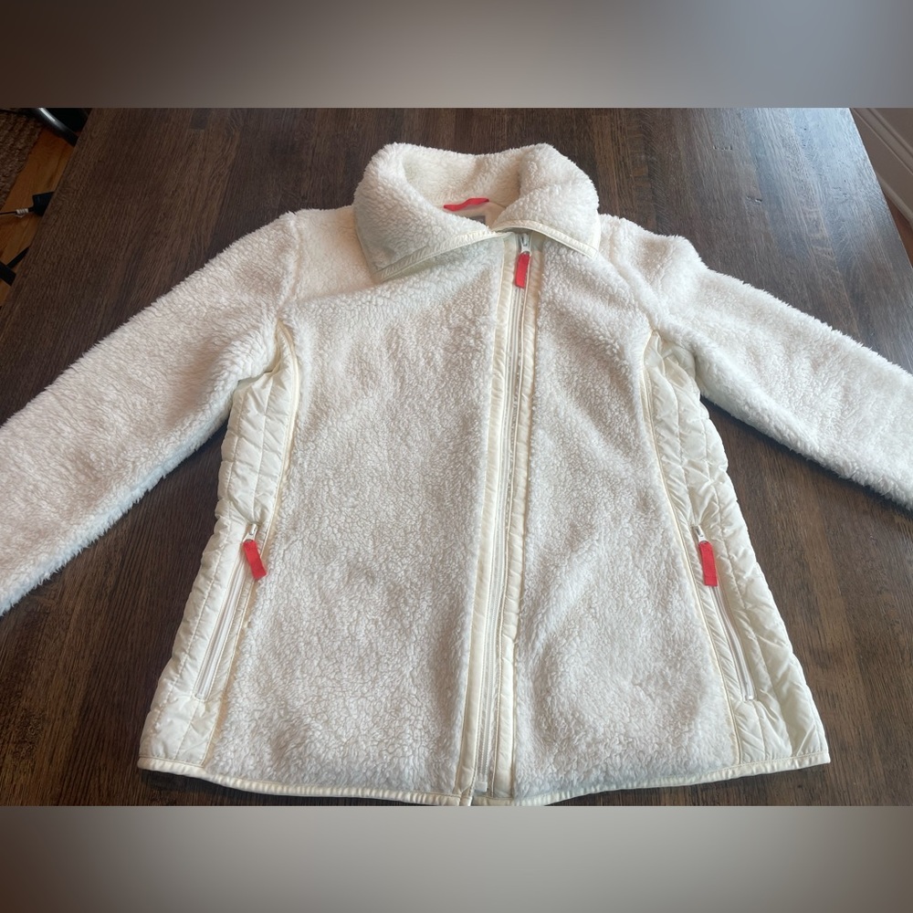 Talbots Cream/White Fleece Fall Autumn Winter White Fluffy - size M